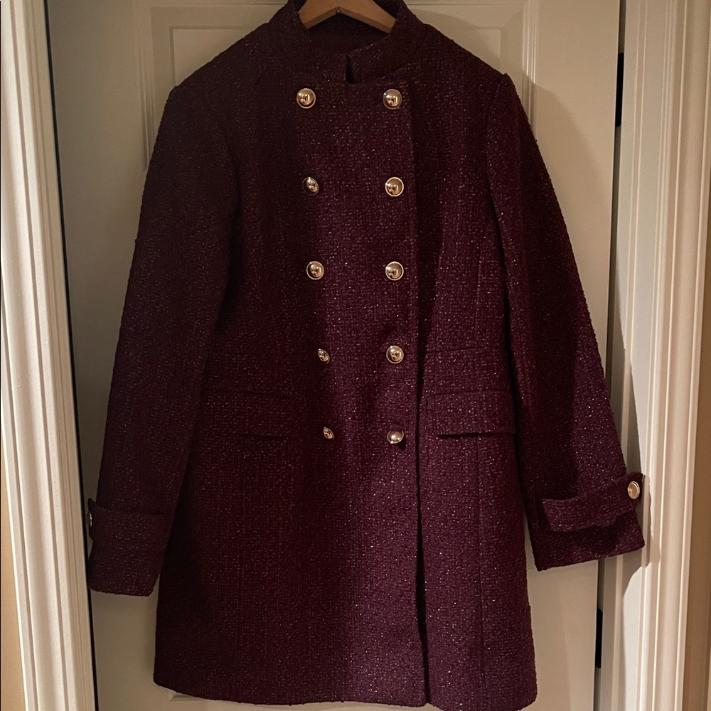 Ann Taylor Double-Breasted Plum Coat